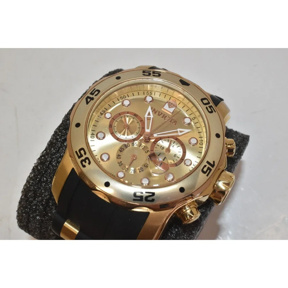 Invicta Men's Pro Diver Watch Model 17884 Gold Toned Master Of The Oceans Tested